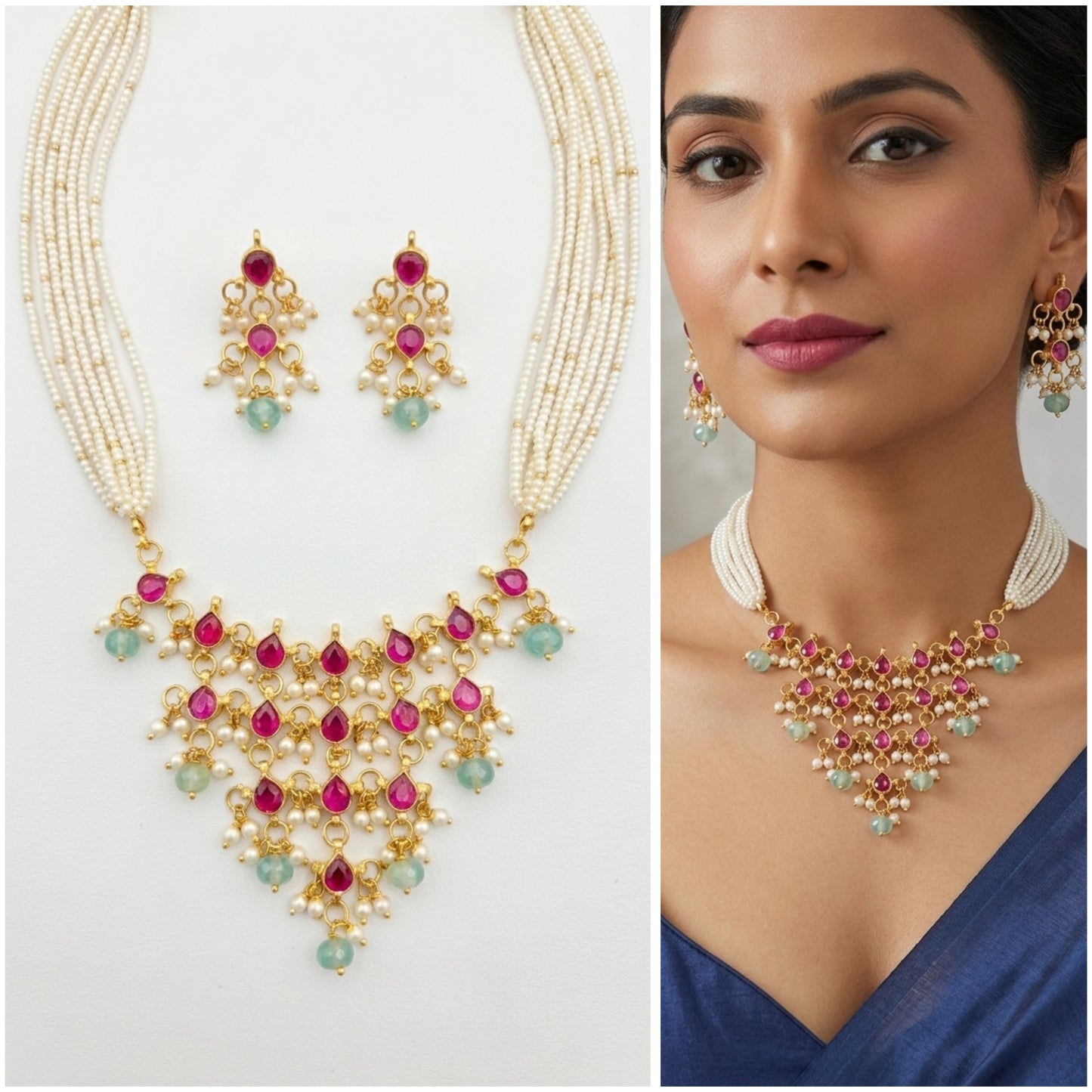 Elegant Kundan & Pearl Heritage Necklace Set