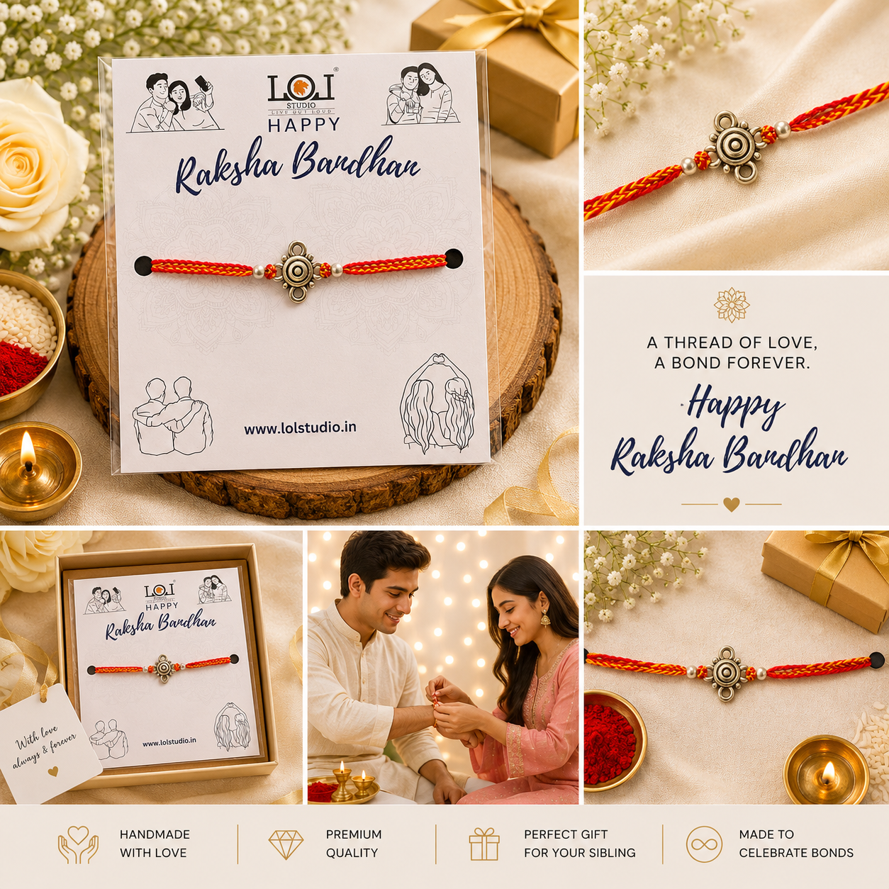 Premium Antique Shield Designer Rakhi for Brother | Handcrafted Silver Finish Rakhi | Raksha Bandhan Special | LOLSTUDIO