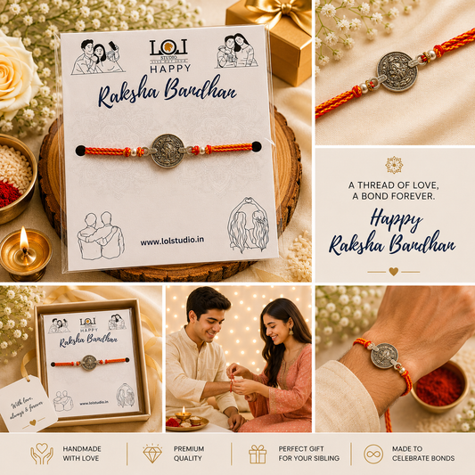Premium Designer Rakhi for Brother | Antique Silver Coin Rakhi | Handcrafted Raksha Bandhan Rakhi | LOLSTUDIO