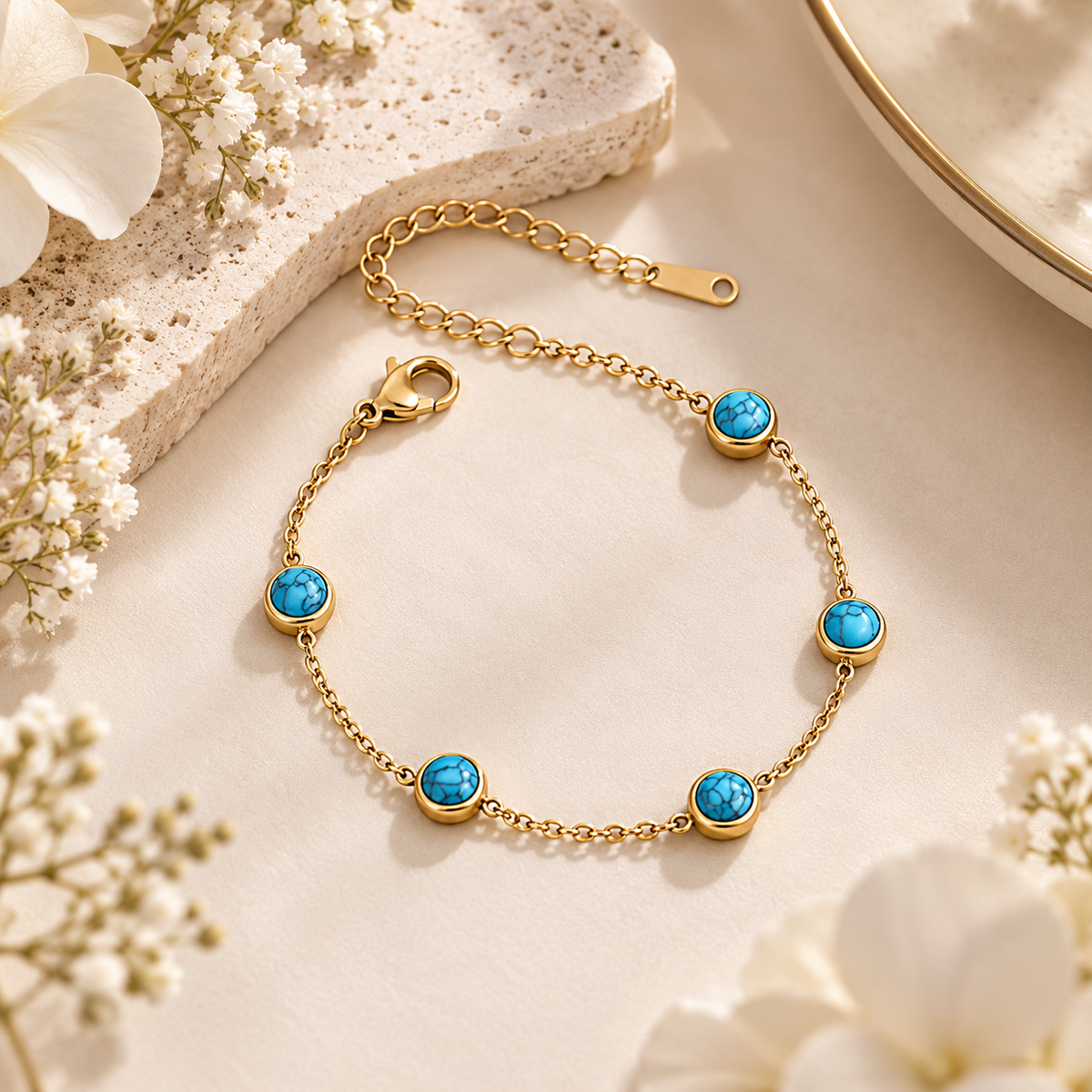 Turquoise Elegance Gold Bracelet