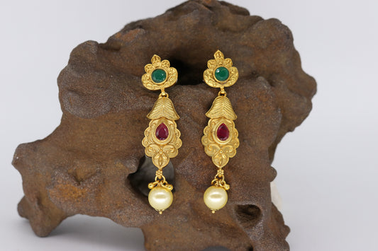 LOLstudio Gold Ruby, Emerald Ethnic Earring B260