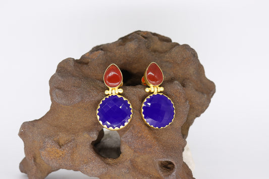 LOLstudio Blue & Maroon Fashion Earring B247