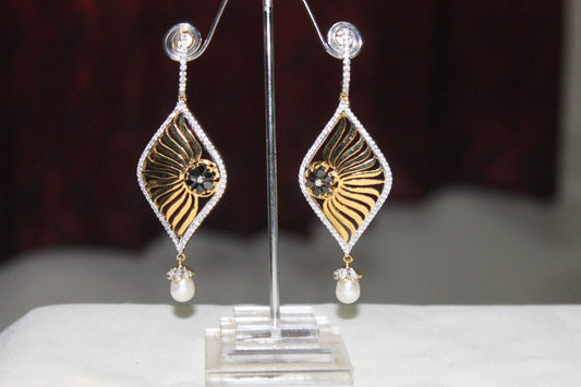 Blue Sapphire Zircon Diamond Cocktail Earring