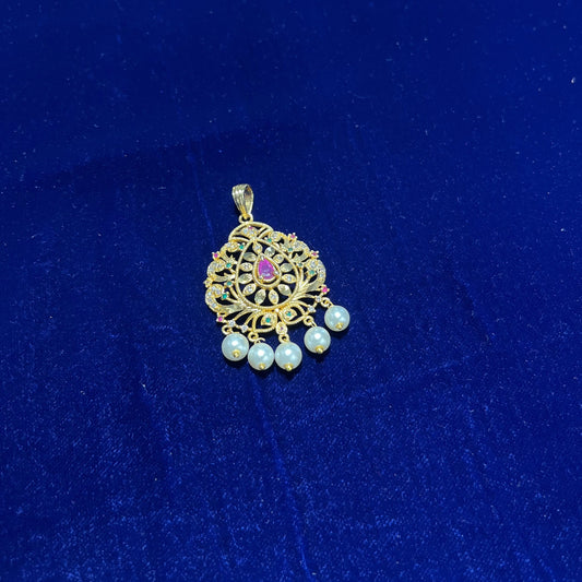 LOLstudio Pearl Pendant  Gold Plated, Indian Inspired Design LOLB186