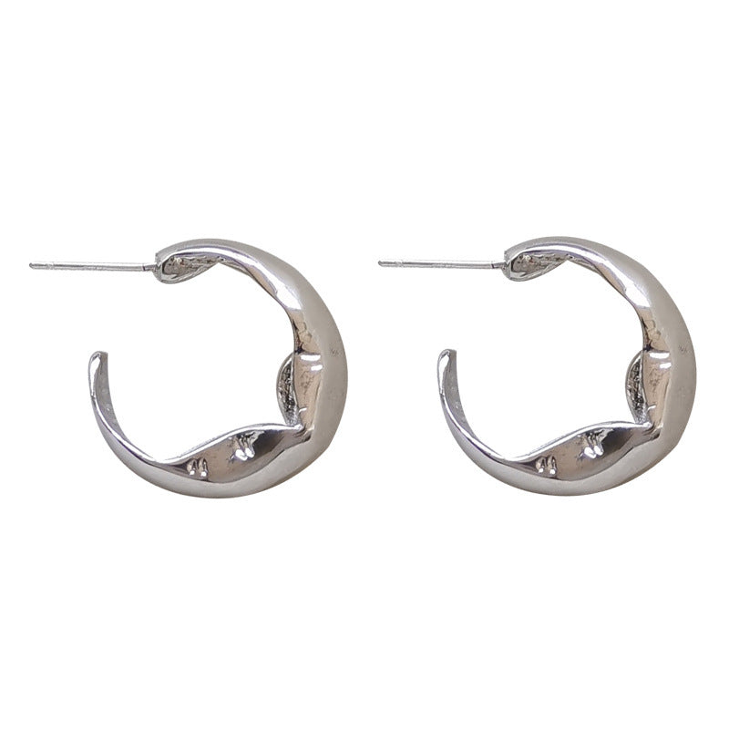 LOLstudio Silver Style Fashion Stud Hoop Earring LOLB17