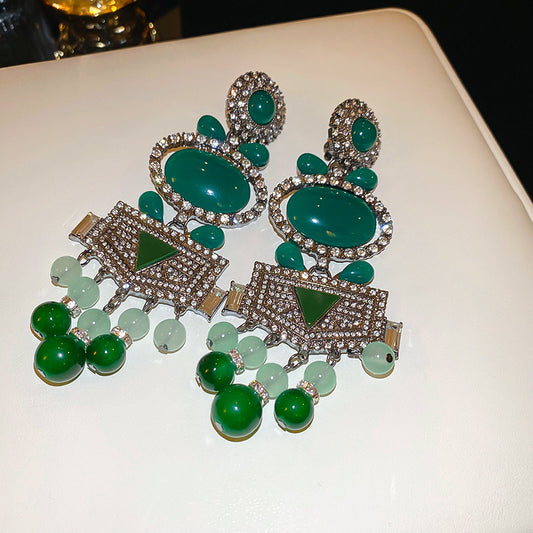Emerald Royal Cascade Statement Earrings