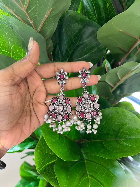 Pink Stone Ruby Chandbali Earring