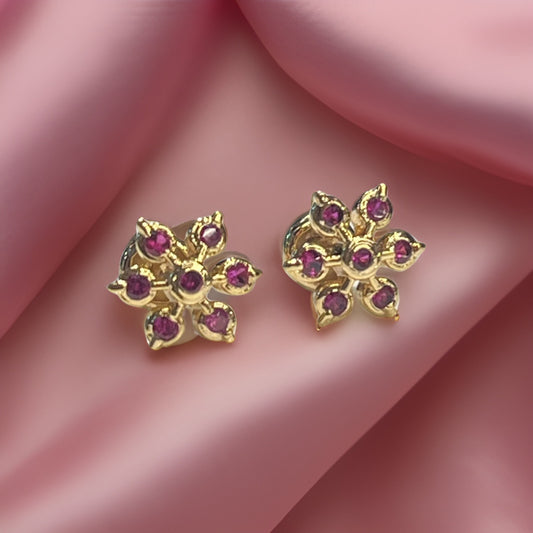 LOLstudio Ruby Gold Screw Base Traditional Earring B270