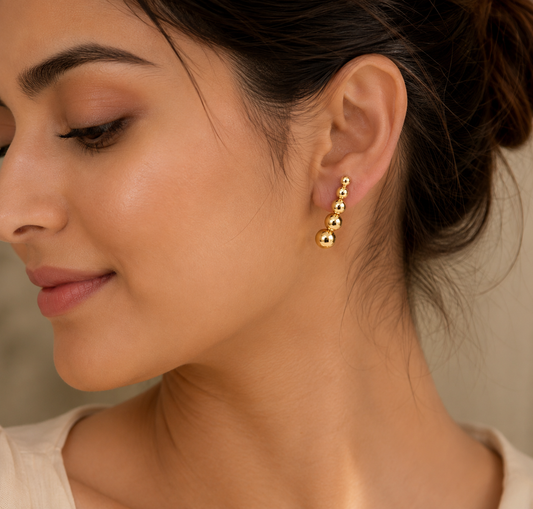 Golden Bubble Cascade Earrings | Anti-Tarnish Statement Drop Earrings
