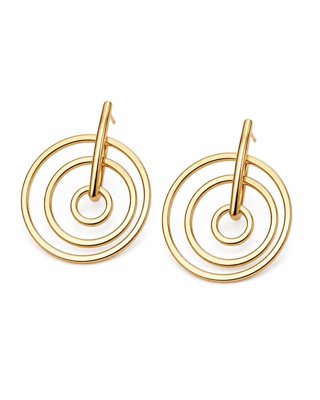 Minimalist Concentric Circle Hoop Earrings | Gold-Plated Geometric Statement Earrings