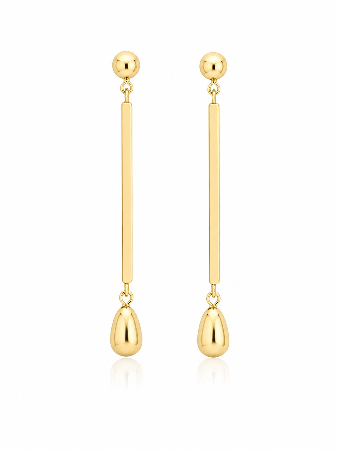 Minimalist Gold Bar Drop Earrings | Geometric Long Dangle Earrings