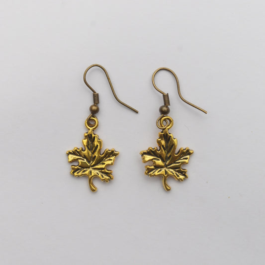 LOLstudio Brass Hoop Loop Leaf Earring B165