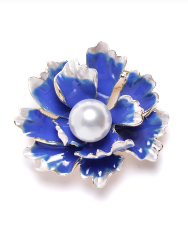 LOLstudio Silver Blue Pearl Brooch & Lapel Pins for Saree and Suits B23