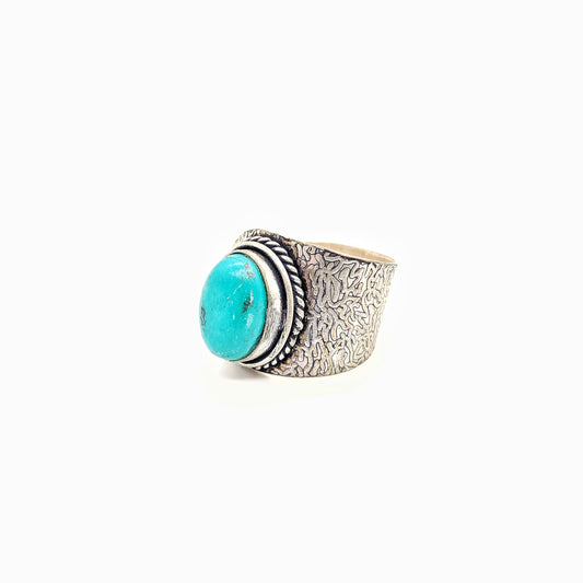 LOLstudio Silver Turquoise Adjustable Stone Ring B56