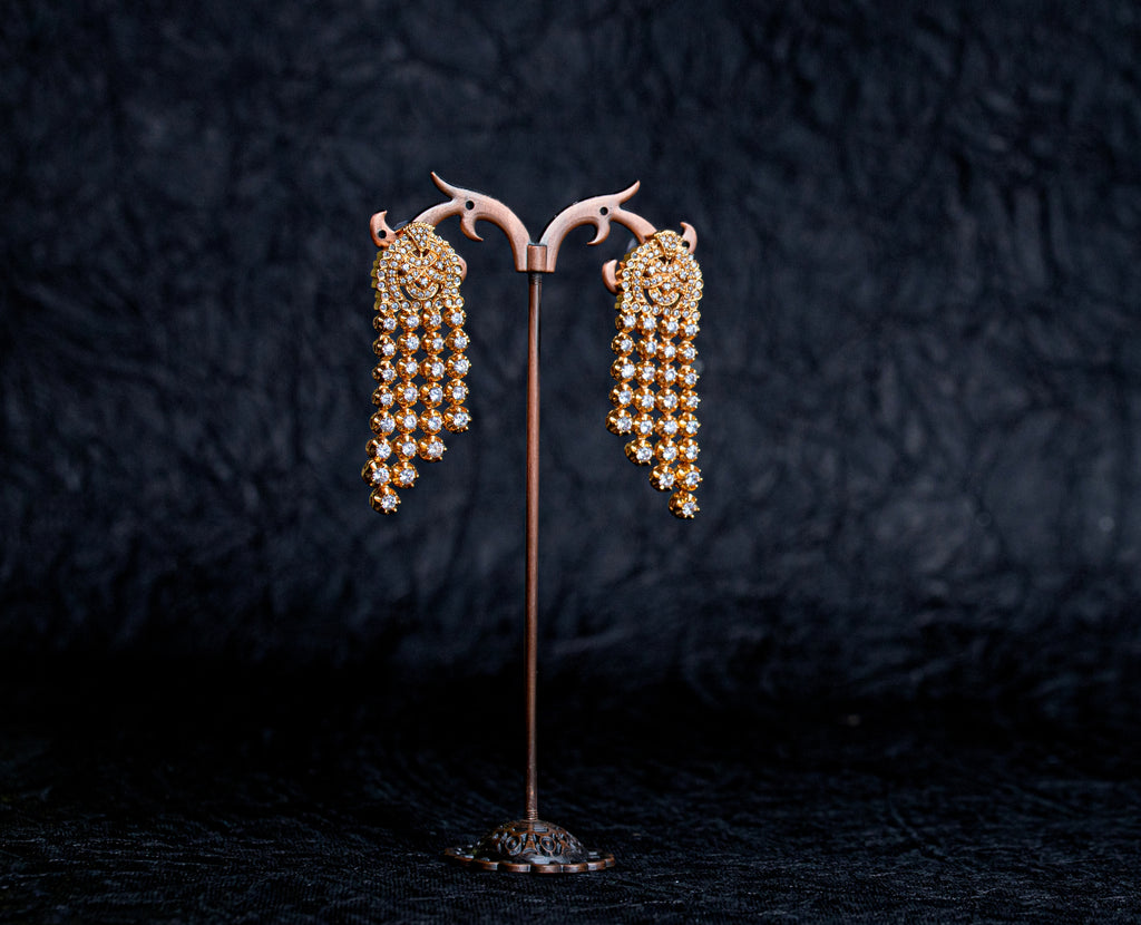 LOLstudio Zircon Diamond & Zari Gold Cocktail Earring L14