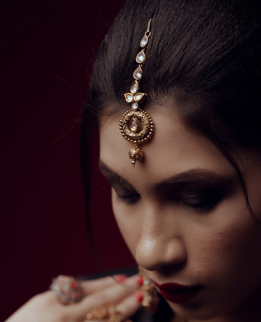 Kundan Gold Work Maang Tikka F38
