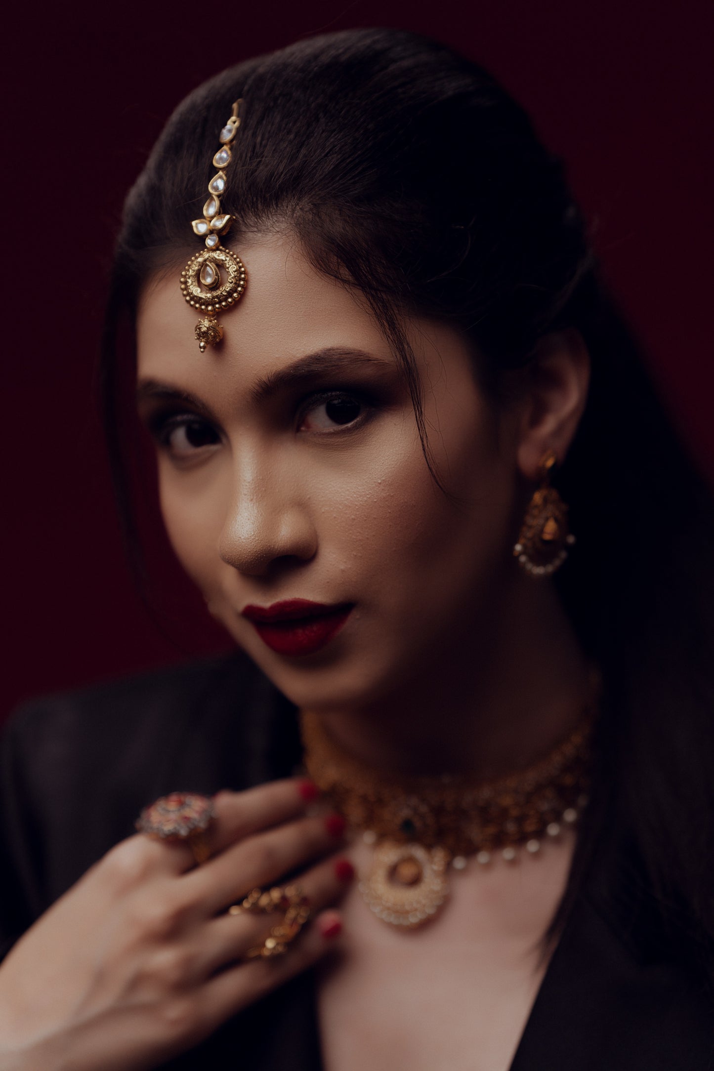 Kundan Gold Work Maang Tikka F38